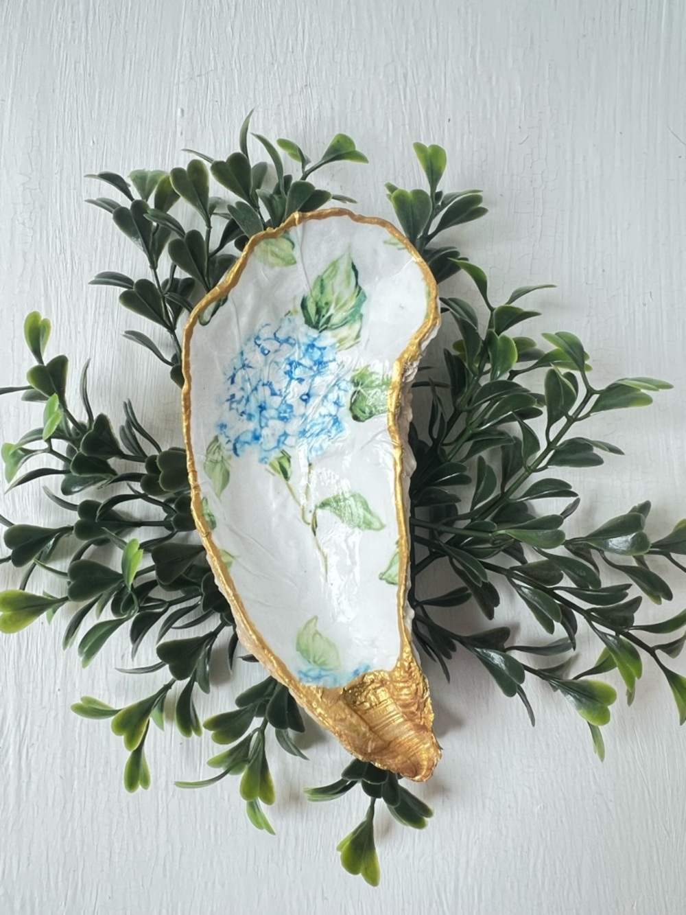 Blue Hydrangea Oyster Shell Dish